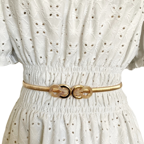 Metal Gold Snake Skinny Stretch Elastic Waist Dress Belt Retro Statement Event - Picture 1 of 11